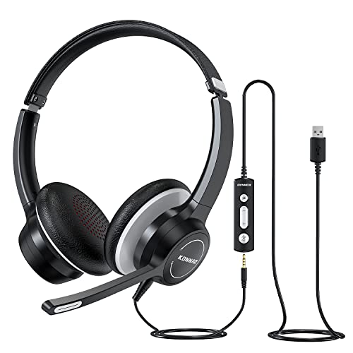 KONNAO USB Headset with Microphone, 3.5mm Wired Computer Headsets w...