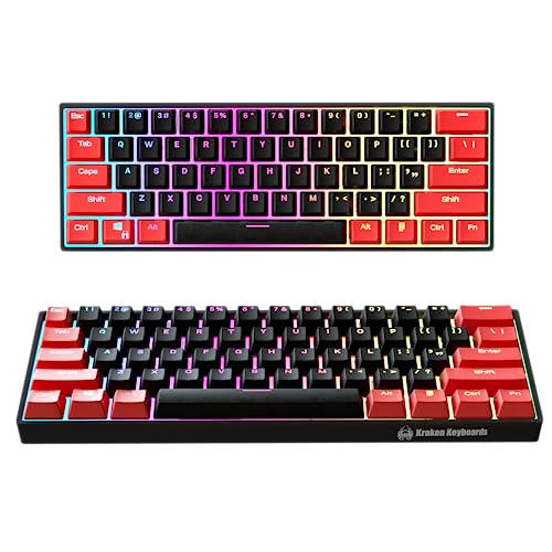 Kraken Keyboards Reverse BRED Edition Kraken Pro 60 | Red & Black 6...