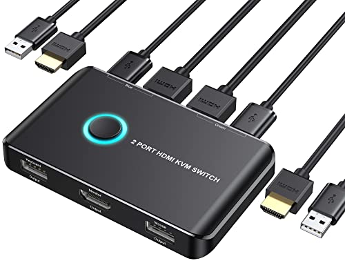 KVM Switch HDMI 2 Port Box,ABLEWE USB and HDMI Switch for 2 Compute...
