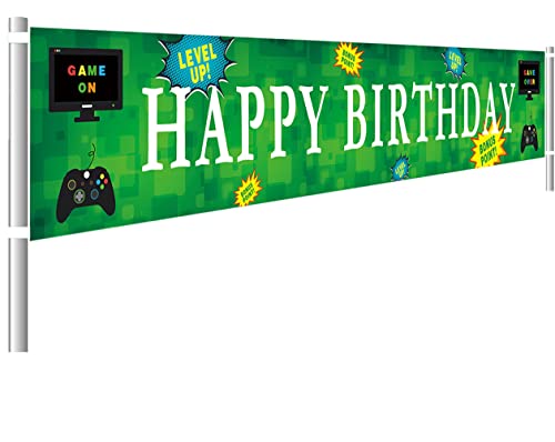 Large Video Game Happy Birthday Banner, Gaming Birthday Party Sign,...