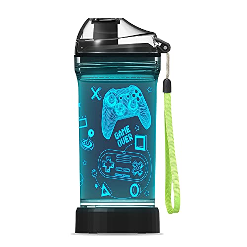 Lightzz Kids Water Bottle with 3D Glowing Game Console LED Light - ...