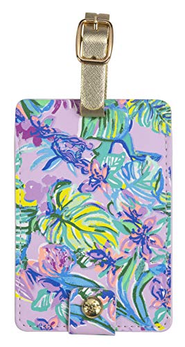 Lilly Pulitzer Leatherette Luggage Tag with Secure Strap, Colorful ...