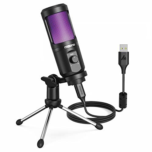 MAONO USB Gaming Microphone for PC, Computer Condenser Mic with Gai...