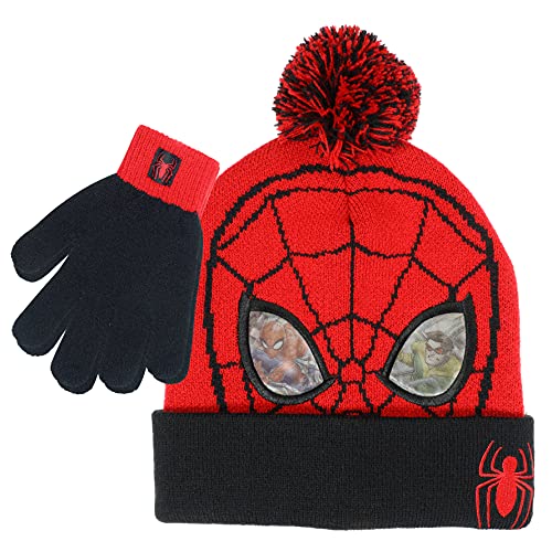 Marvel Spider-Man Kid’s Winter Hat and Snow Gloves for Boys and T...
