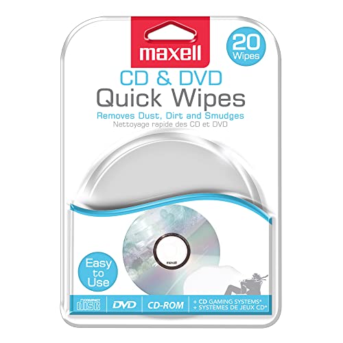 Maxell CD & DVD Quick Wipes, Remove Dirt, dust, and smudges, Great ...