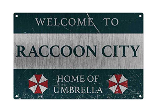 Metal Tin Sign Personalized Vintage Resident Welcome to Raccoon Cit...