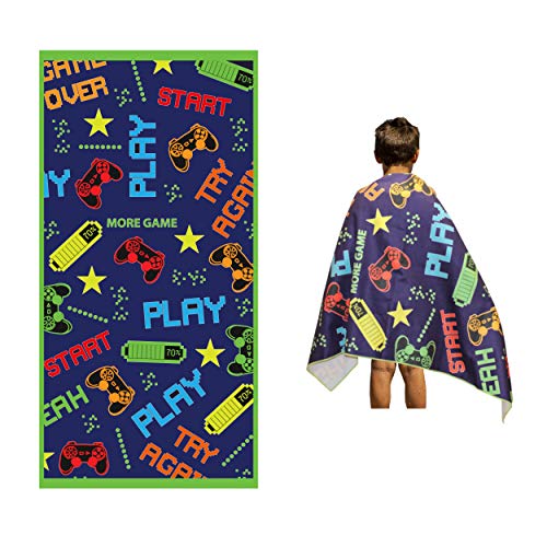 Microfiber Beach Towel for Kids - Thin and Large (30 x60 ) - Gaming...