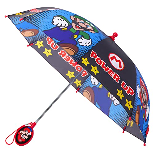 Nintendo Kids Umbrella, Super Mario Rain Wear For Boys Ages 3-6 (Bl...