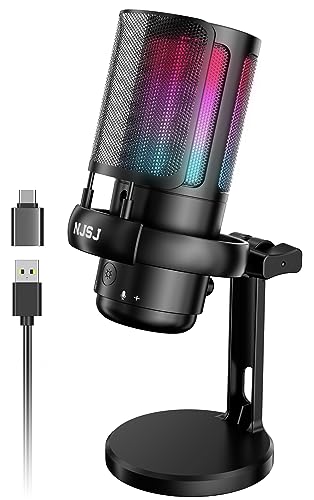 NJSJ USB Microphone, Condenser Gaming Mic for PC,PS4,PS5 and Mac,Co...