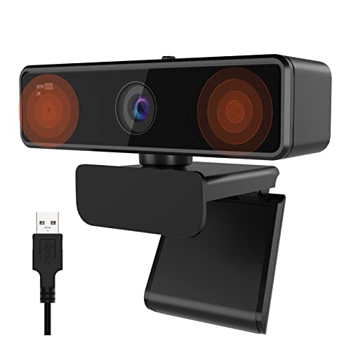 NUROUM 2K Webcam with Microphone, 1080P 60fps, 1440P 30fps, Dual Mi...
