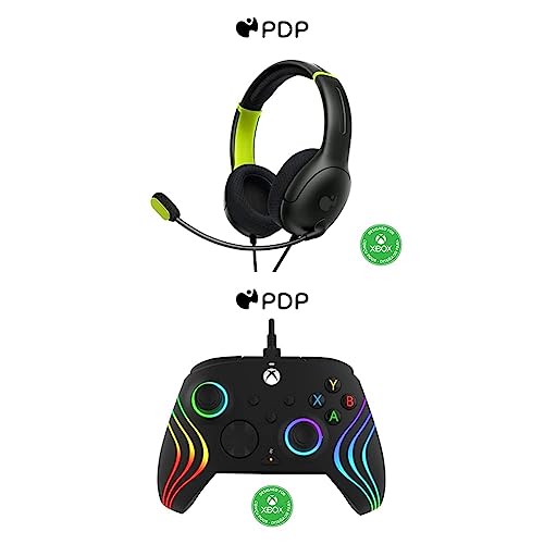 PDP Gaming AIRLITE Xbox Headset and Afterglow Wave Wired Xbox Contr...