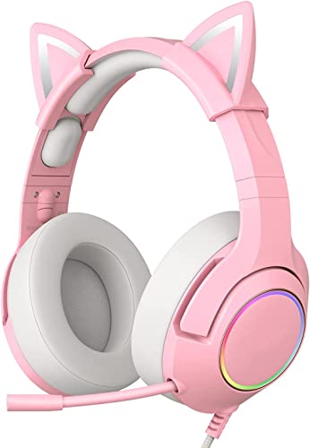 PHNIXGAM Pink Girl Gaming Headset for PS4, PS5, Xbox One(No Adapter...
