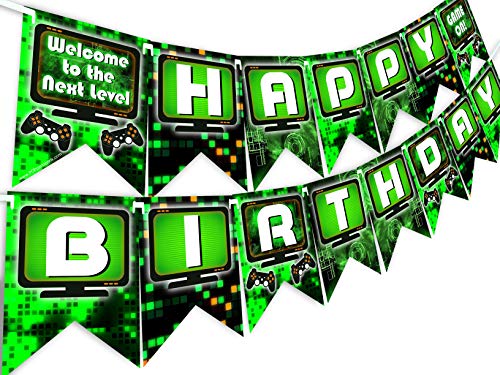 POP parties Gaming Party Happy Birthday Banner - Video Game Party S...