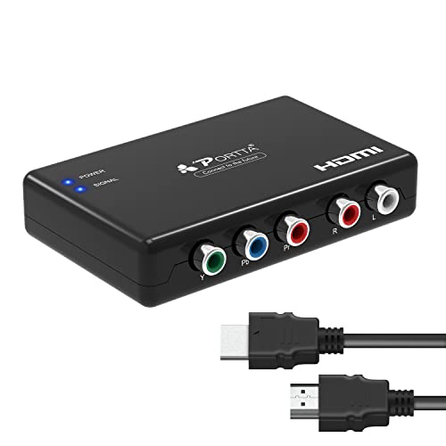 Portta Component to HDMI Converter with HDMI Cable, RGB to HDMI Ada...