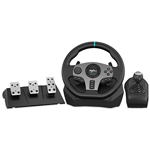PXN PC Racing Wheel with 3-pedal Pedals And Shifter Bundle V9 Unive...
