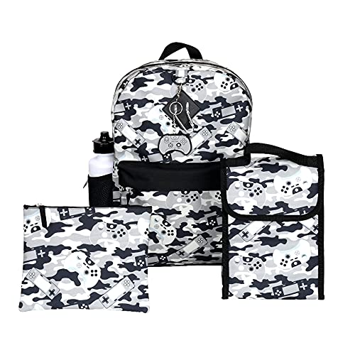 RALME Grey Gaming Camo Backpack Set for Boys & Girls, 16 inch, 6 Pi...