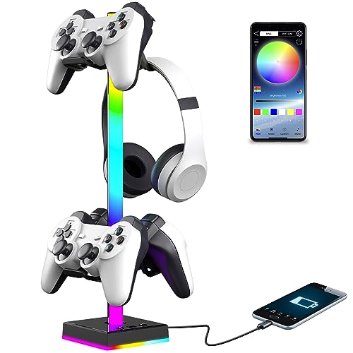 RGB Gaming Controller Stand, Headphone and Controller Holder for De...