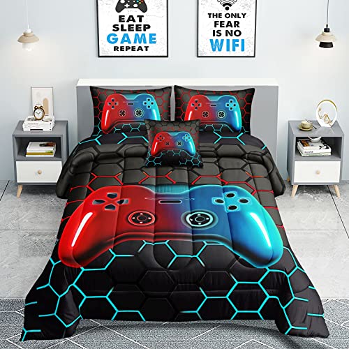 ROWADALO 6 Pieces Bed in A Bag Gamer Bedding Set for Boys Kids Adul...