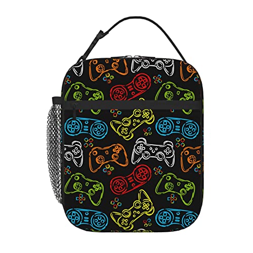 SARA NELL Colorful Game Lunch Box Video Game Gamer Lunch Bag Insula...
