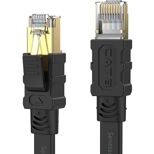 Senetem Cat 8 Ethernet Cable 15FT, High Speed 40Gbps 2000Mhz Flat I...