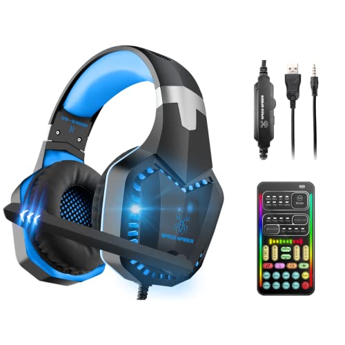 sktome Gaming Voice Changer Headset with Mic, Cool LED Light Over-E...