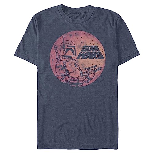Star Wars Young Men s Fett Up T-Shirt, Navy Heather, Medium...