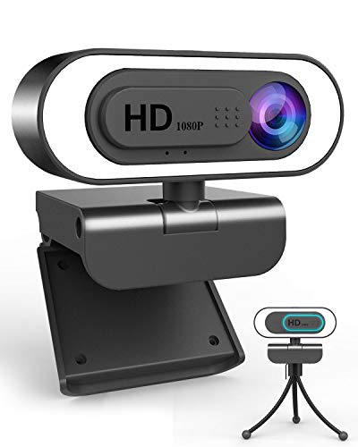 Streaming Webcam with Microphone Ring Light-HD 1080P Face Web Cam w...