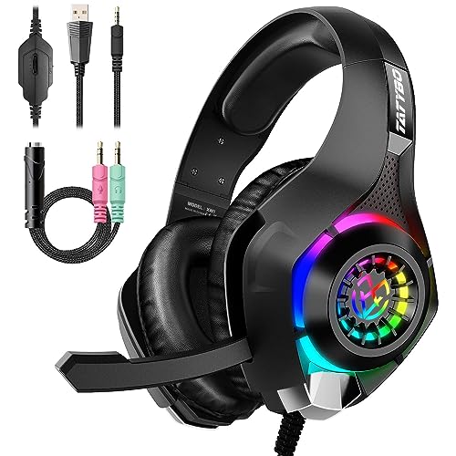 Tatybo Gaming Headset for PS4 PS5 Switch Xbox One PC with RGB Light...