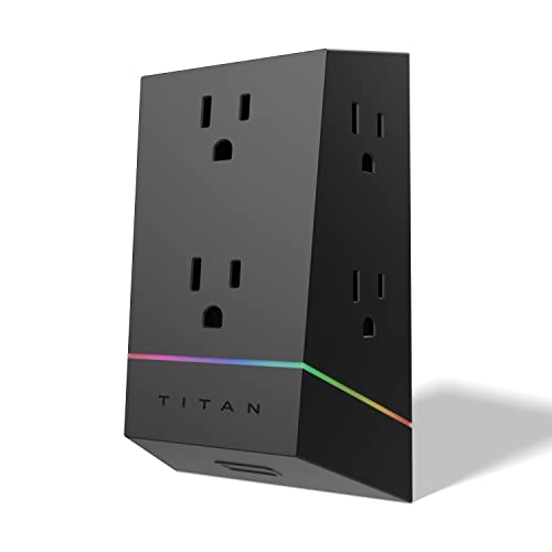 Titan 6-Outlet Surge Protector, LED Light Strip with Full Spectrum ...