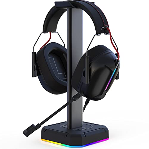 TuparGo Headphone Stand with Single Rolling RGB Light for Desk PC G...