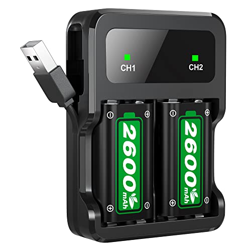 Ukor Fast Charging 2600mAh Rechargeable Battery Packs with Charger ...