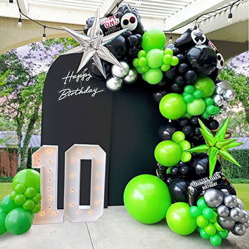 Video game Balloon garland kit 135pcs Green and Black Silver Contro...