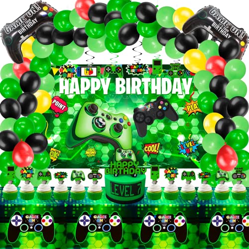 Video Game Birthday Party Decorations - 108Pcs Green Gamer Gaming P...