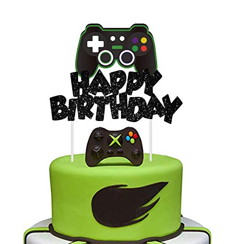 Video Game Cake Topper Glitter Game Controller Happy Birthday Cake ...