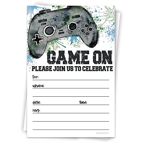 Video Game Invitations For Boy Birthday Party (20 Count With Envelo...