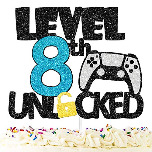 Video Game Level 8 Unlocked Birthday Cake Topper - Game Gamer Theme...