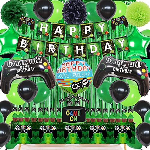Video Game On Theme Birthday Party Decorations Set Happy Birthday B...