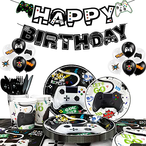 Video Game Party Decorations for Boys,140pcs Gamer Birthday Decorat...