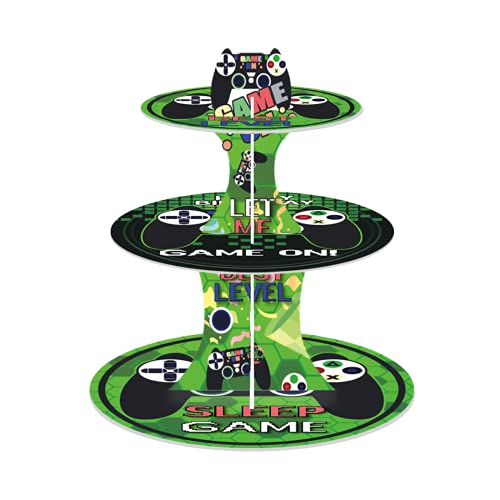 Video Game Party Supplies Cupcake Stand 3 Tier Gamer Cake Stand for...
