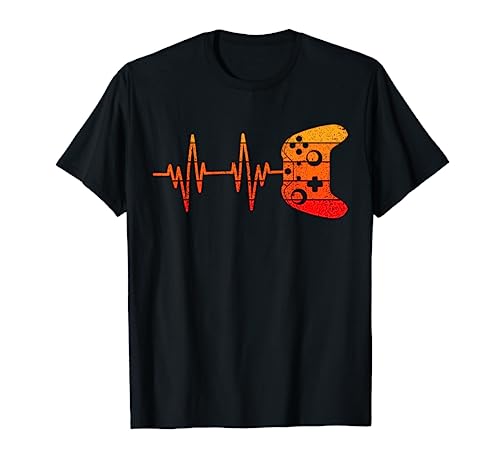 Vintage Retro Gamer Heartbeat Shirt Funny Video Game Gaming T-Shirt...