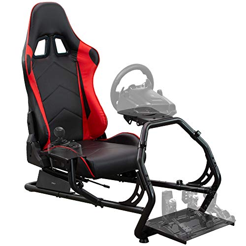 VIVO Racing Simulator Cockpit with Wheel Stand, Gear Mount, Chair a...