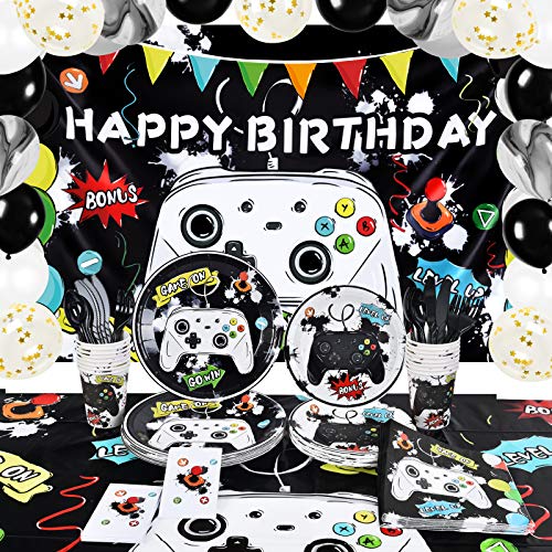 Watercolor Video Game Birthday Party Supplies - Game Theme Party De...