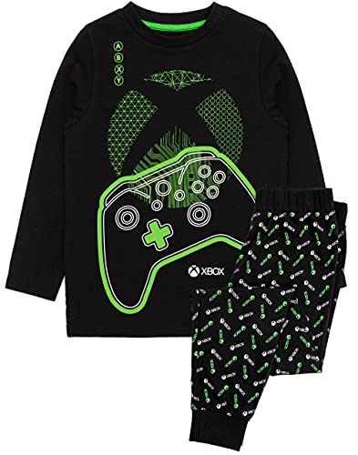 Xbox Pyjamas Boys Kids Black Green Long Sleeve T-Shirt & Legging Ga...