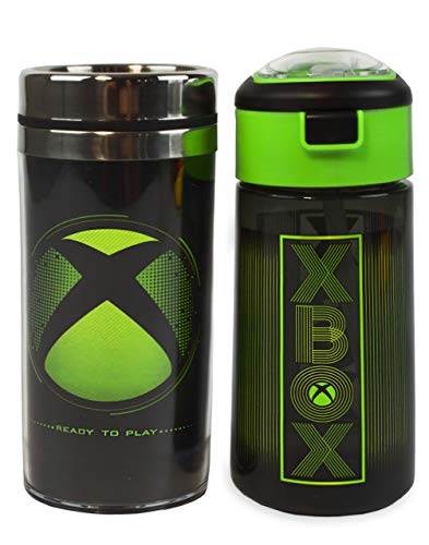 XBOX Sports Bottle 18oz & Stainless Steel Travel Mug 14oz Gift Set...