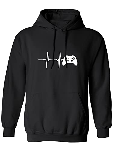 zerogravitee Heartbeat of a Gamer 2 Adult Hooded Sweatshirt in Blac...